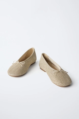 Балетки крючком с металлизированными элементами- Заказать в России