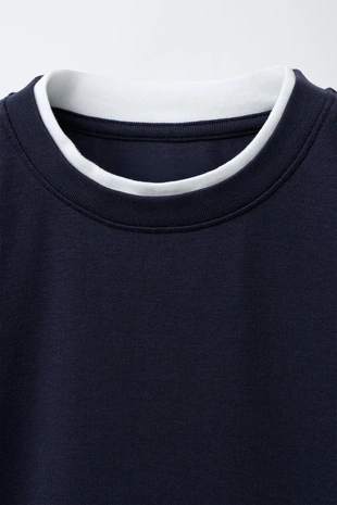 Футболка с двойным воротником и модалом- Заказать в России