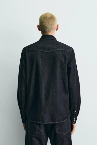 Джинсовая рубашка в ковбойском стиле- Заказать в России