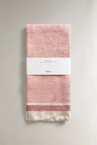 Полотенце из махрового хлопка с контрастными полосками- Заказать в России