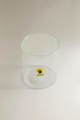 Прозрачный стакан из боросиликатного стекла с дизайном подсолнуха- Заказать в России