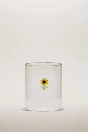 Прозрачный стакан из боросиликатного стекла с дизайном подсолнуха- Заказать в России