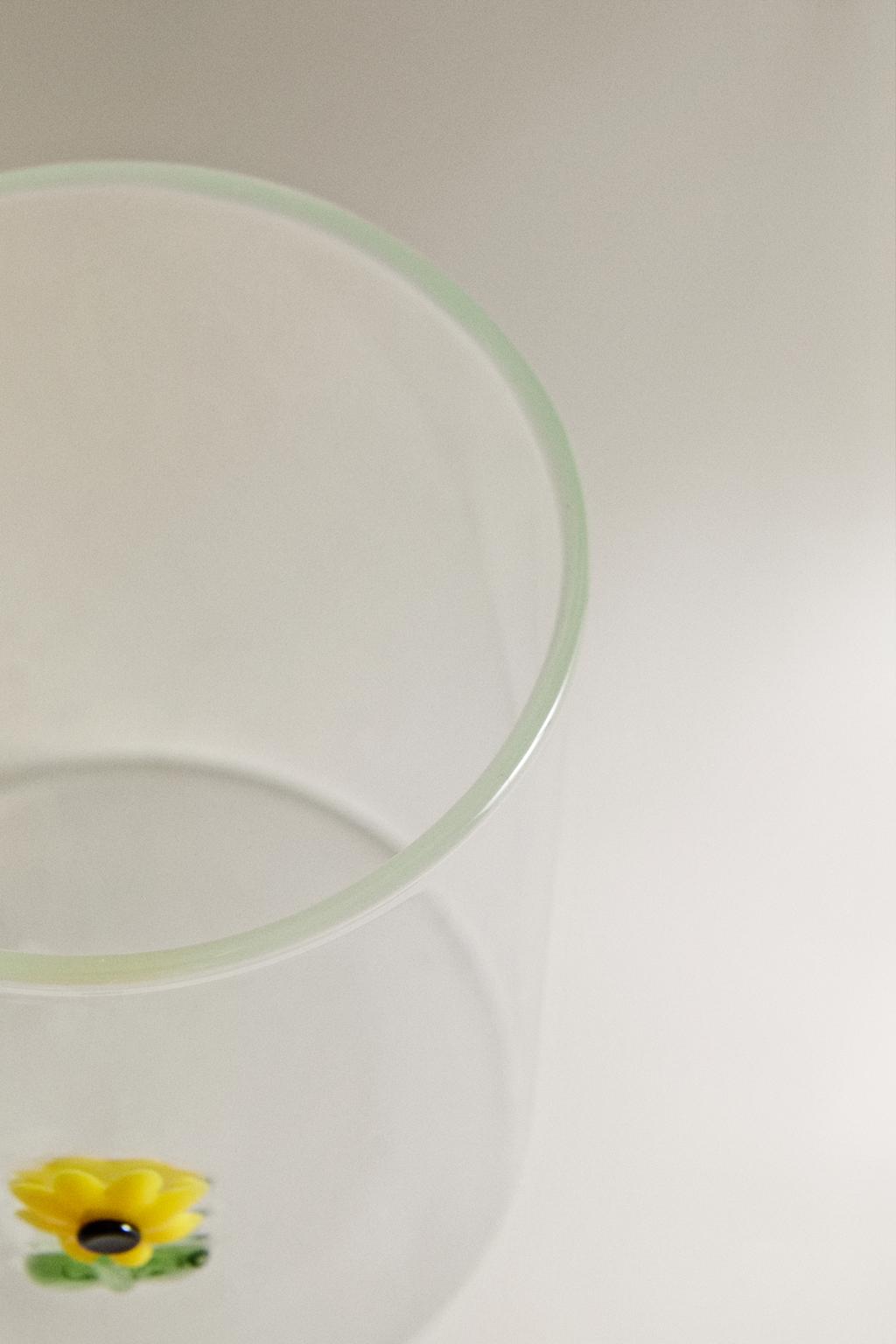 Прозрачный стакан из боросиликатного стекла с дизайном подсолнуха