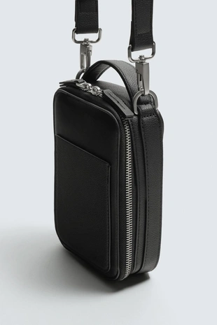 Black | 3607/720/800 - Zara Вертикальная сумка с текстурой