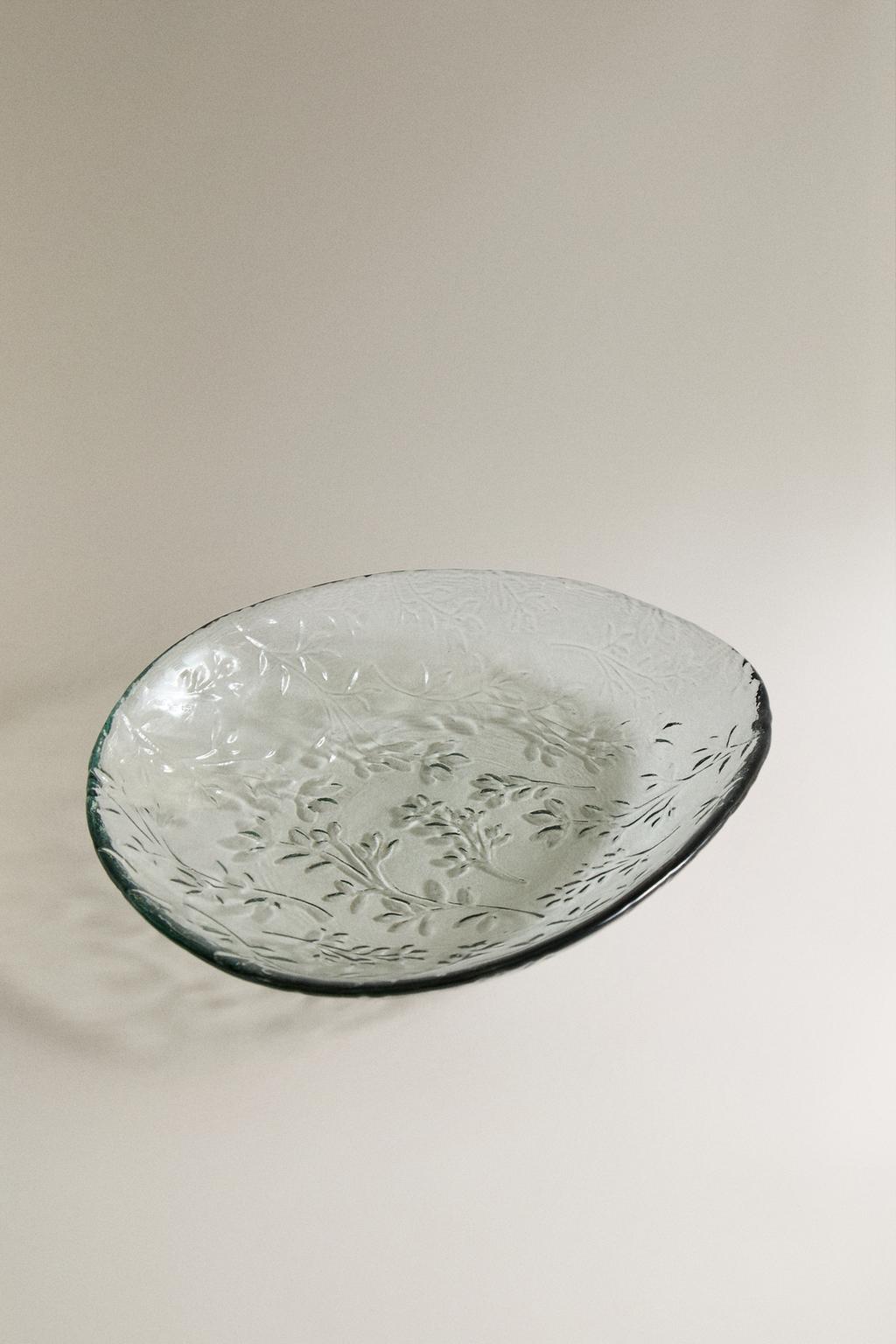Стеклянная миска с цветочным узором