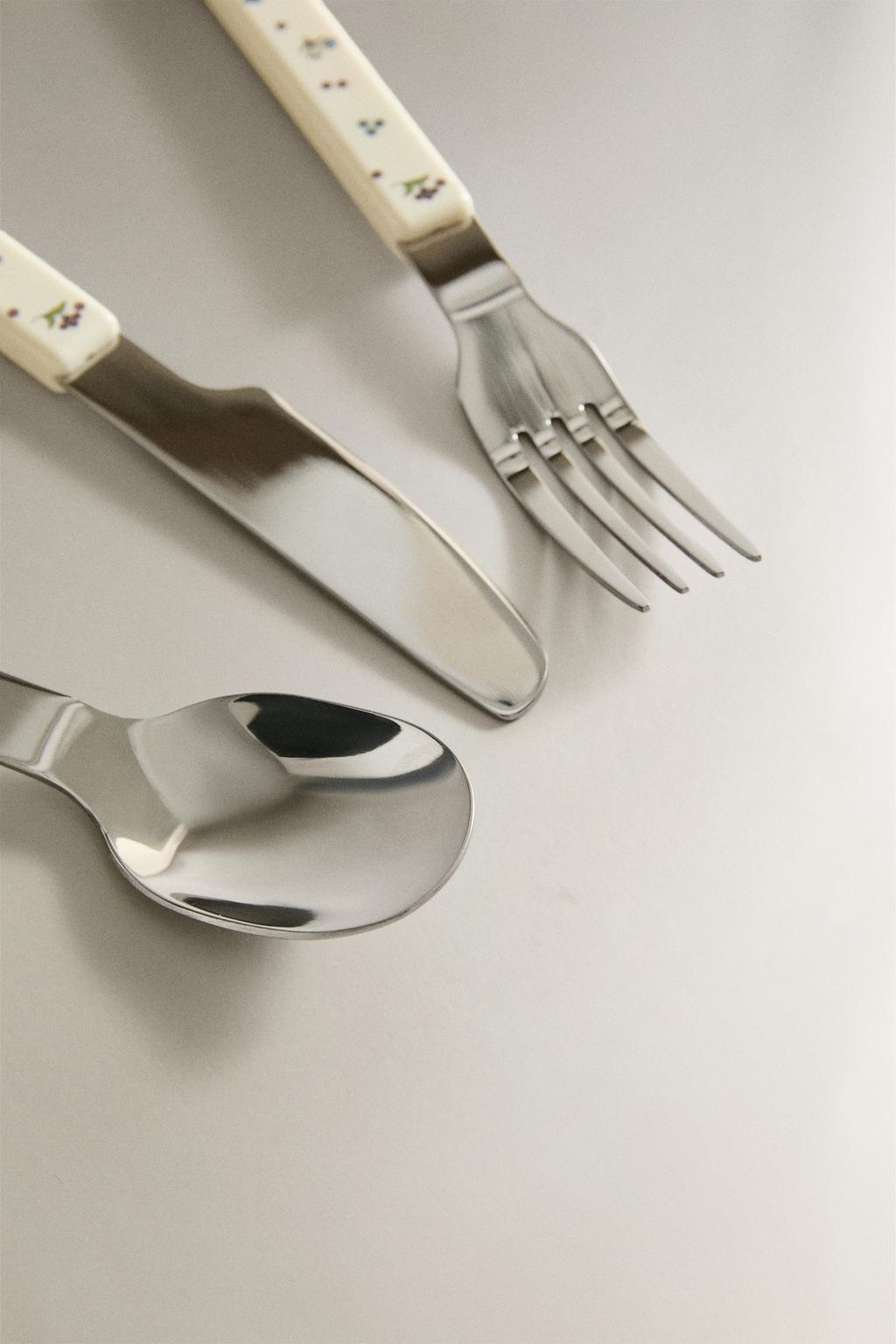 Детский набор столовых приборов с цветочным дизайном