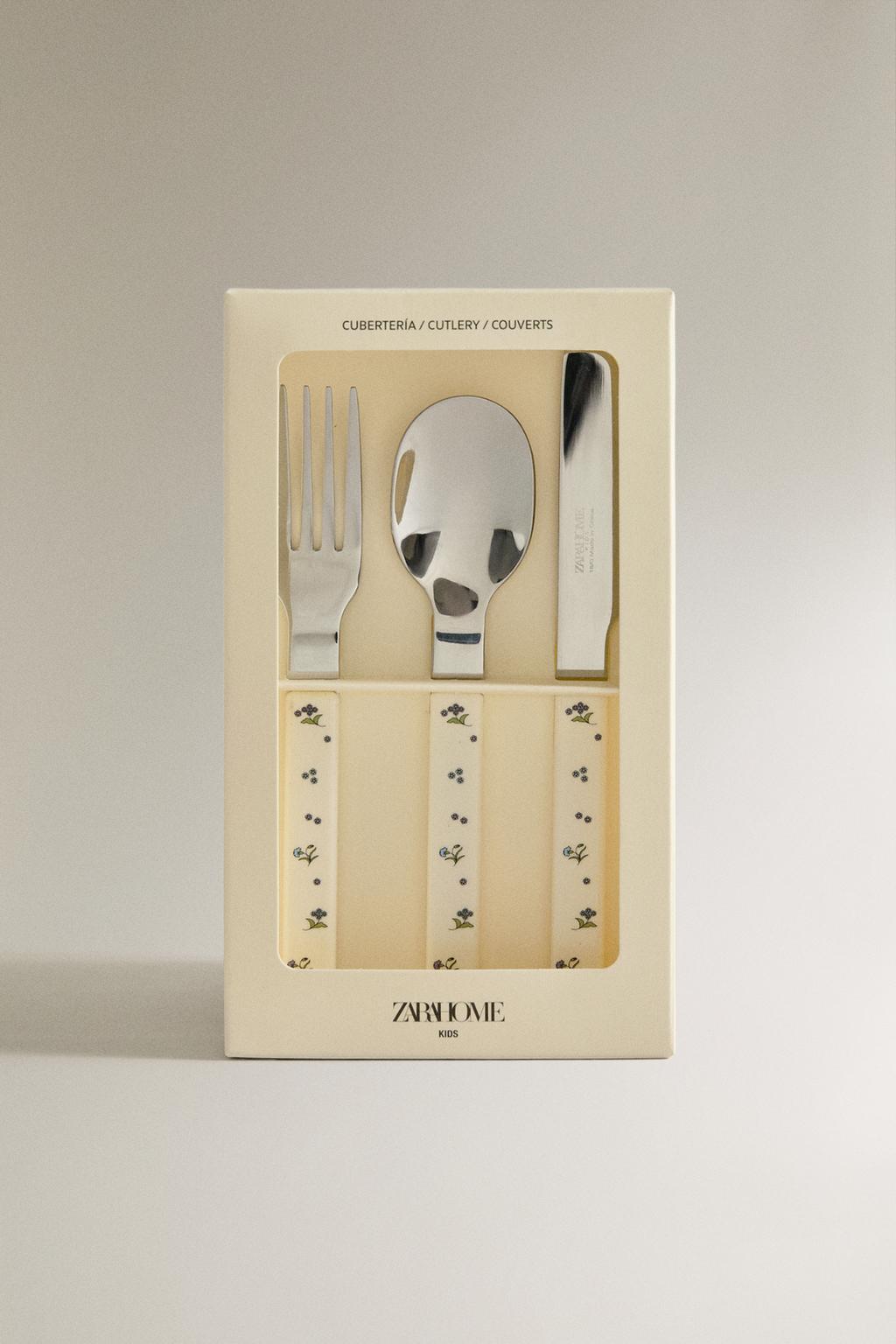 Детский набор столовых приборов с цветочным дизайном