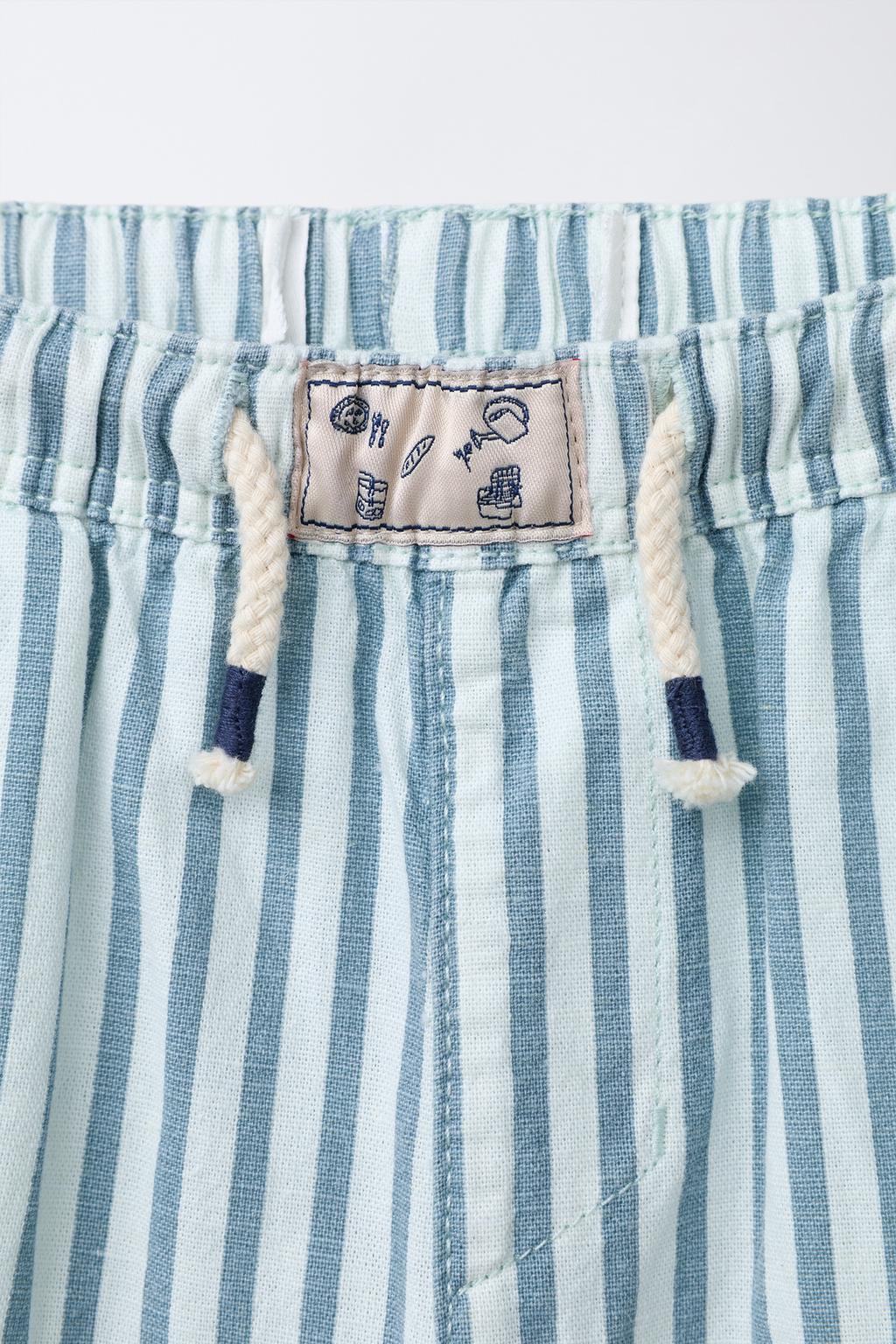 БРЮКИ В ПОЛОСКУ ИЗ ХЛОПКА И ЛЬНА