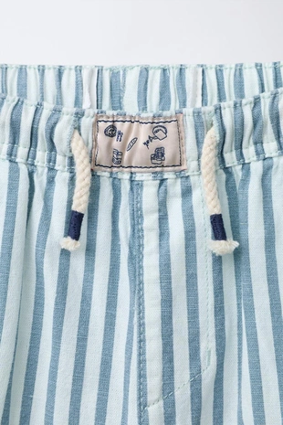 Брюки в полоску из хлопка и льна- Заказать в России