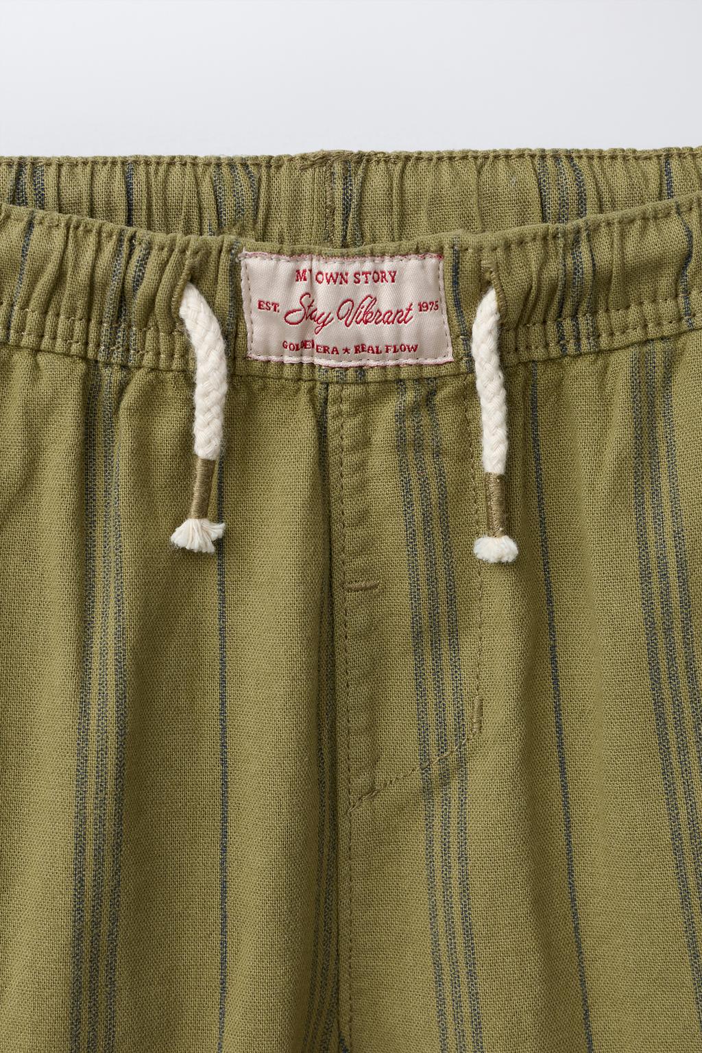 БРЮКИ В ПОЛОСКУ ИЗ ХЛОПКА И ЛЬНА