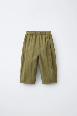 Брюки в полоску из хлопка и льна