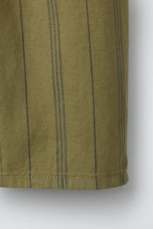 Брюки в полоску из хлопка и льна