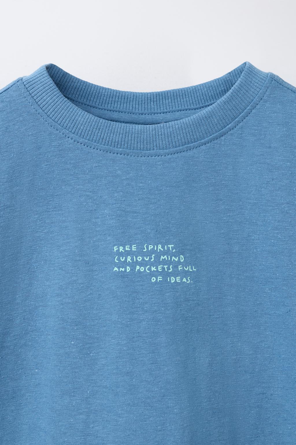 ФУТБОЛКА ИЗ ХЛОПКА И ЛЬНА С НАДПИСЬЮ