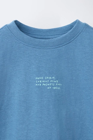 Футболка из хлопка и льна с надписью- Заказать в России