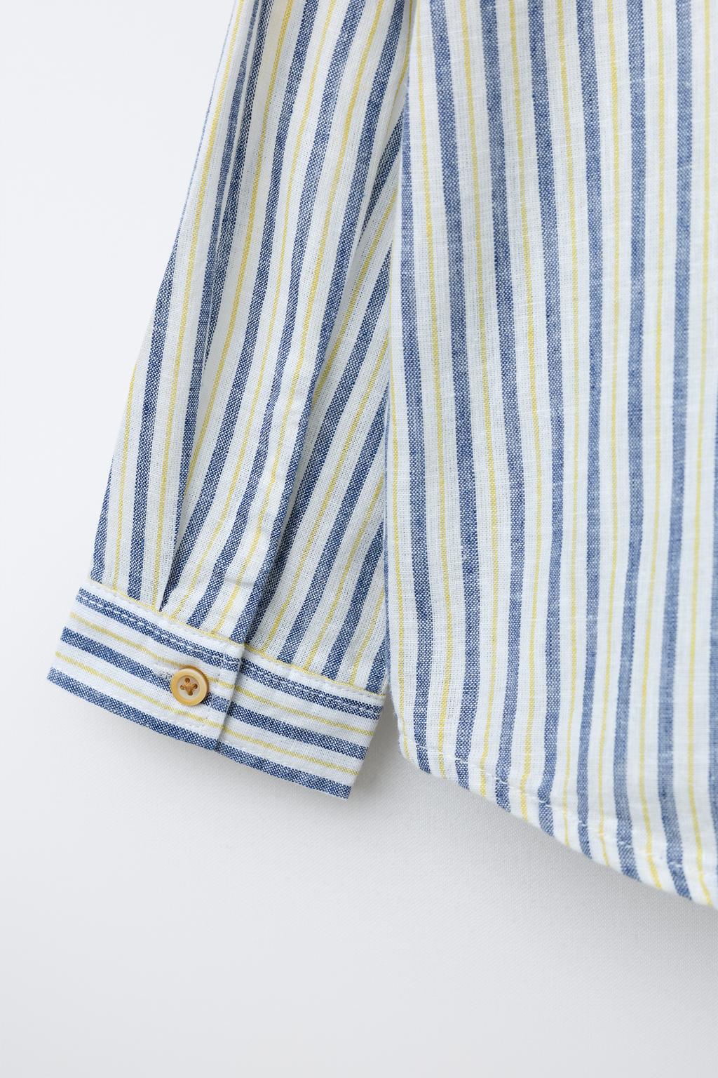 РУБАШКА В ПОЛОСКУ ИЗ ЛЬНА И ХЛОПКА