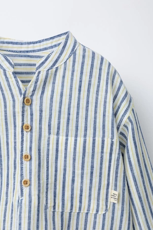 Рубашка в полоску из льна и хлопка- Заказать в России