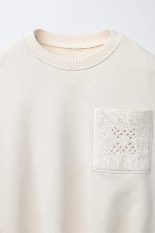 Толстовка с карманом из кружева кроше- Заказать в России