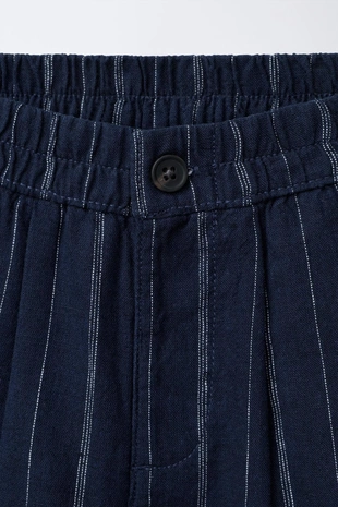 Бермуды из хлопка и льна в полоску- Заказать в России