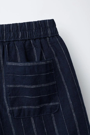 Бермуды из хлопка и льна в полоску- Заказать в России