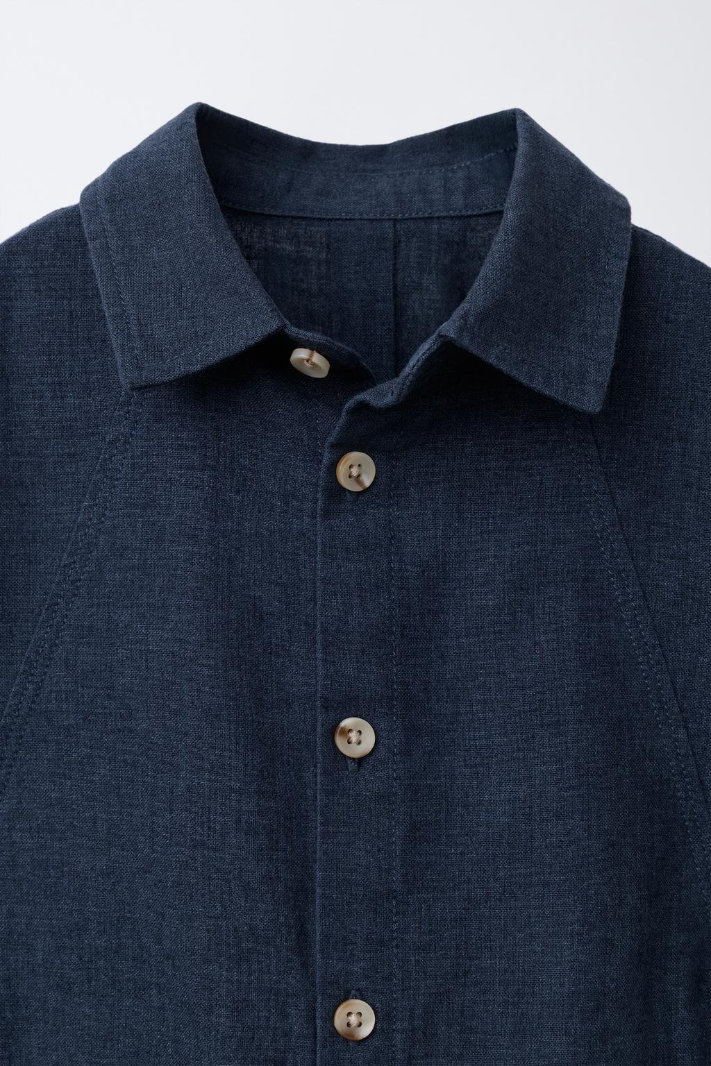 КУРТКА-РУБАШКА ИЗ ЛЬНА С КАРМАНАМИ