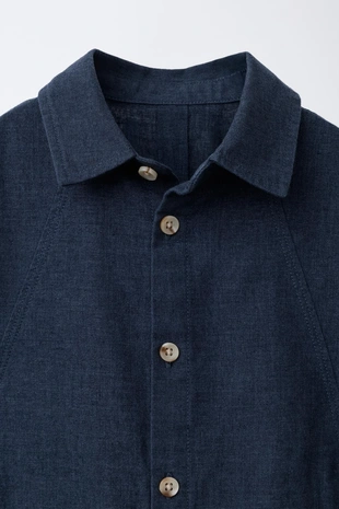 Куртка-рубашка из льна с карманами- Заказать в России