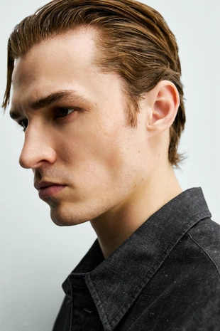 Джинсовая рубашка из хлопка и льна- Заказать в России