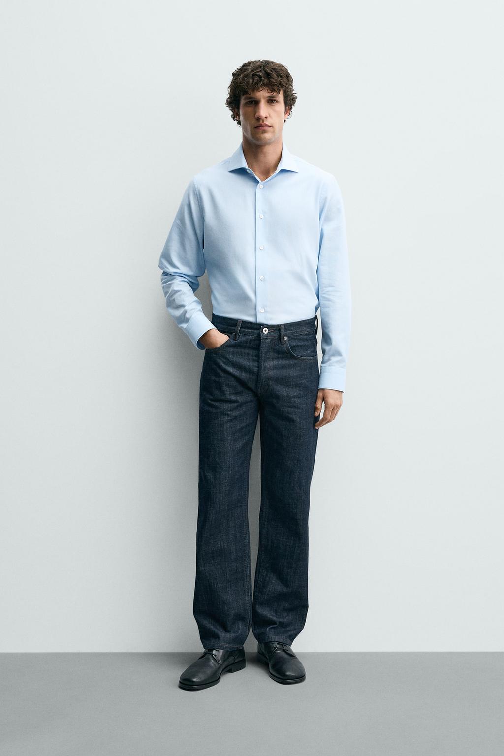 РУБАШКА КЛАССИЧЕСКОГО КРОЯ ИЗ РЕЛЬЕФНОЙ ТКАНИ