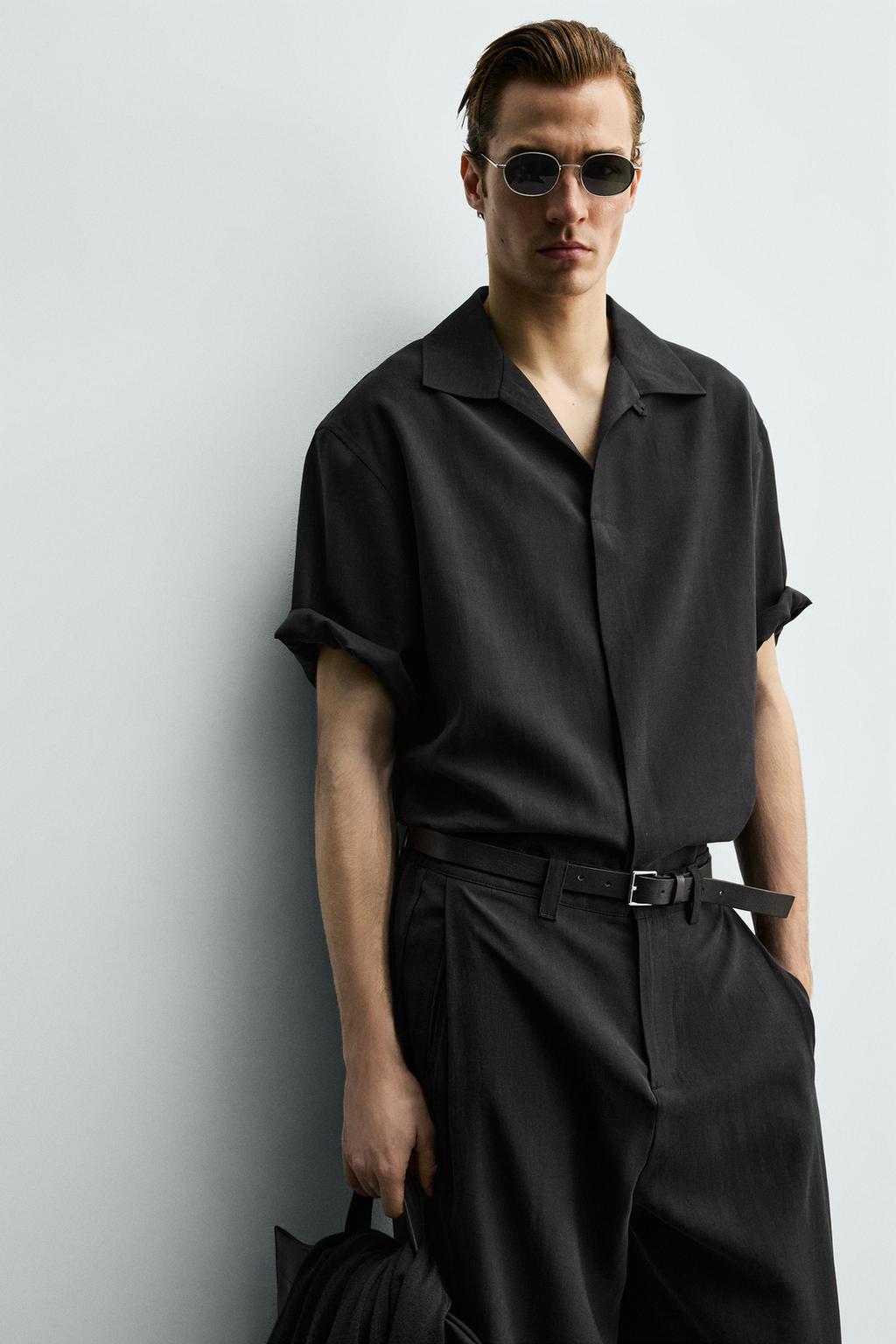 РУБАШКА RELAXED FIT ИЗ СТРУЯЩЕЙСЯ ТКАНИ