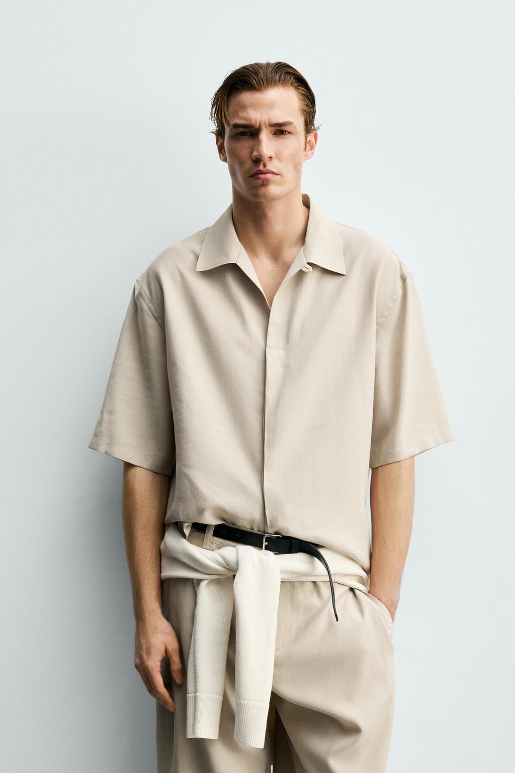 РУБАШКА RELAXED FIT ИЗ СТРУЯЩЕЙСЯ ТКАНИ