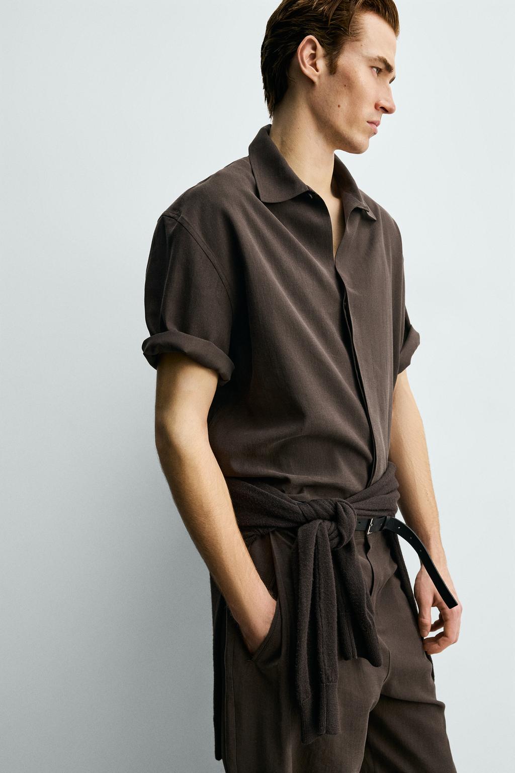 РУБАШКА RELAXED FIT ИЗ СТРУЯЩЕЙСЯ ТКАНИ