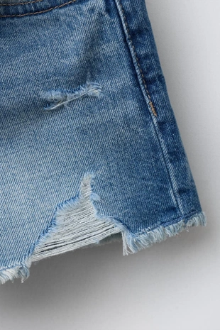 Джинсовые шорты с разрезами- Заказать в России