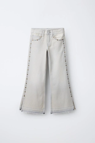 Джинсы WIDE LEG с заклепками- Заказать в России
