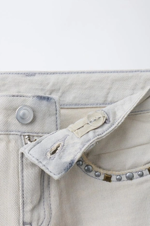 Джинсы WIDE LEG с заклепками- Заказать в России