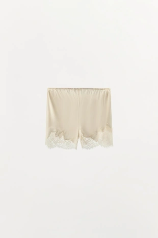 Атласные шорты с кружевом- Заказать в России