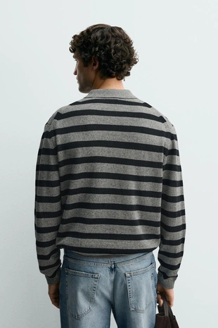 Поло из хлопка и льна в полоску- Заказать в России