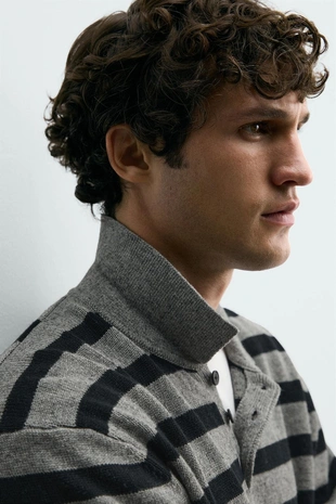 Поло из хлопка и льна в полоску- Заказать в России