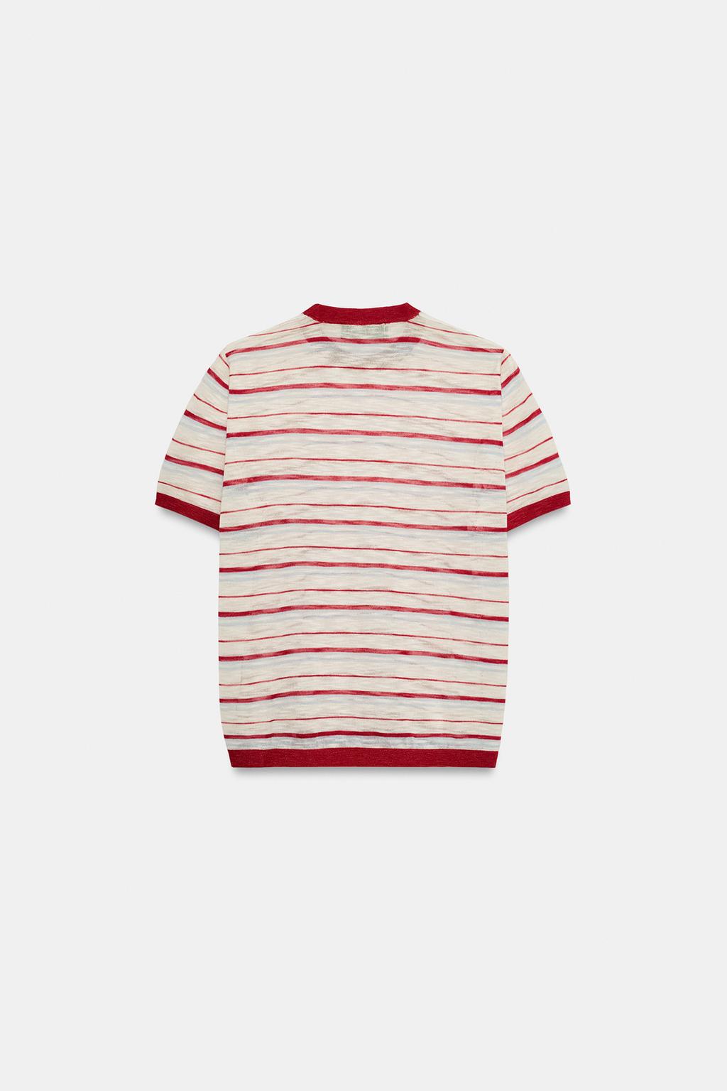 ТРИКОТАЖНЫЙ ТОП В ПОЛОСКУ С КОРОТКИМ РУКАВОМ