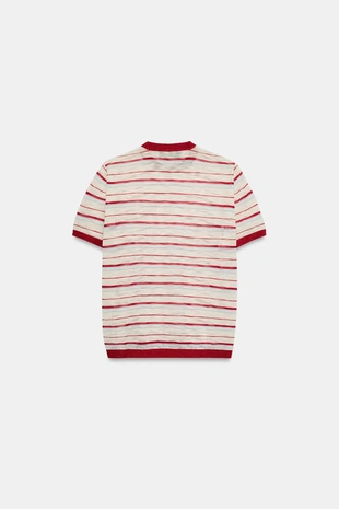 Трикотажный топ в полоску с коротким рукавом- Заказать в России