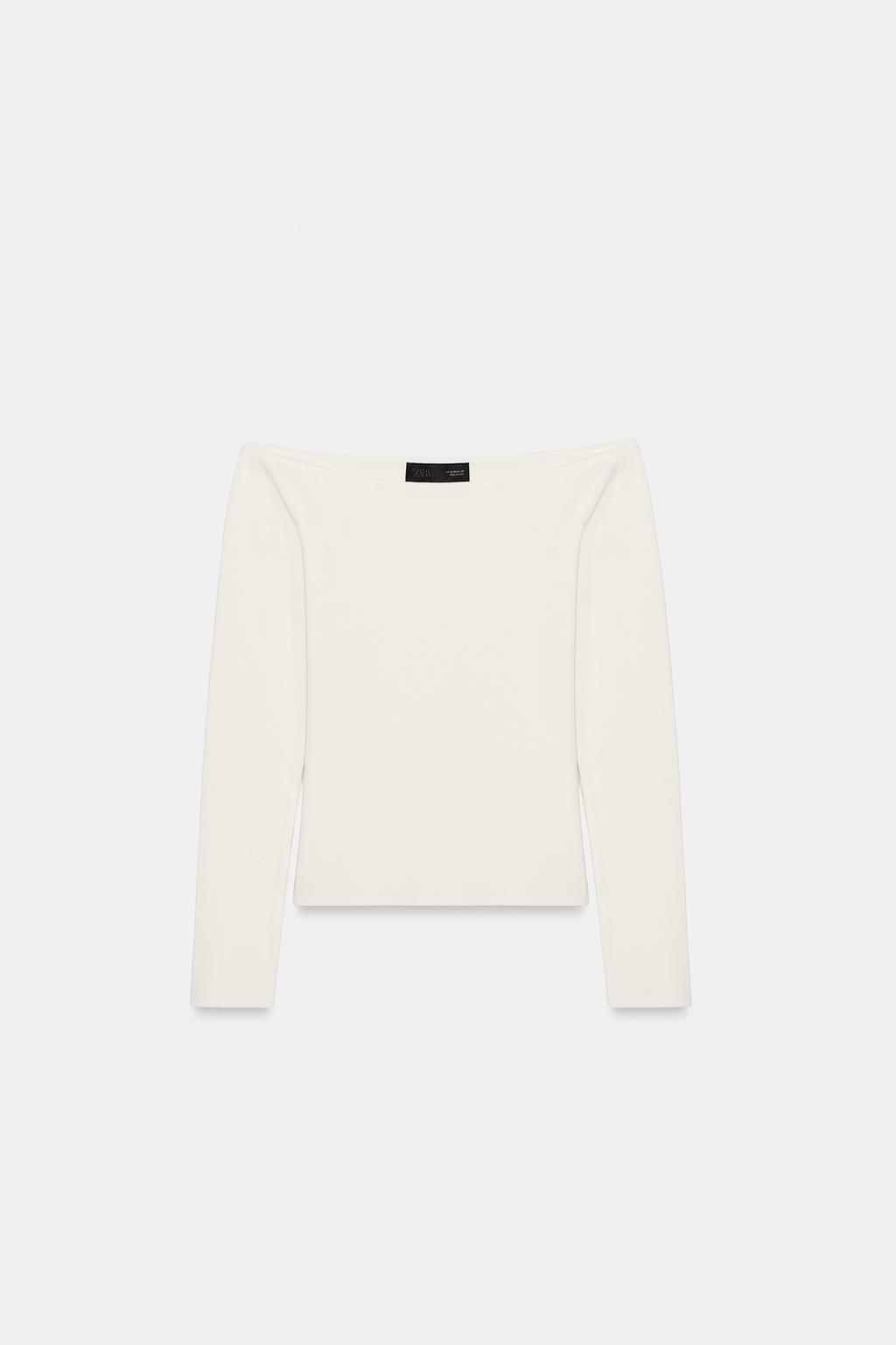 ТОП С ОТКРЫТЫМИ ПЛЕЧАМИ ИЗ ТРИКОТАЖА