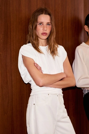 Трикотажный топ со сборками- Заказать в России