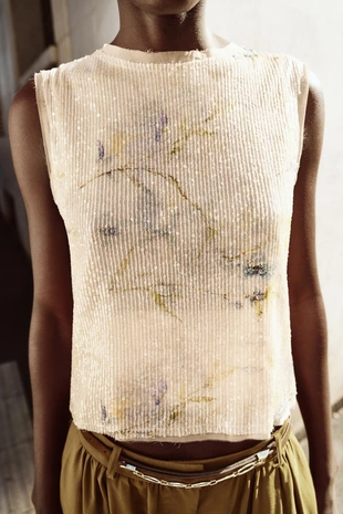 Трикотажный топ с пайетками- Заказать в России