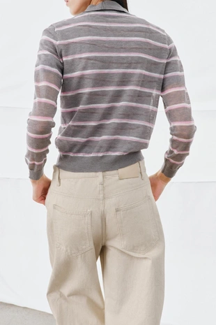 Тонкое поло в полоску из шерсти- Заказать в России