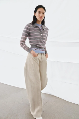 Тонкое поло в полоску из шерсти- Заказать в России