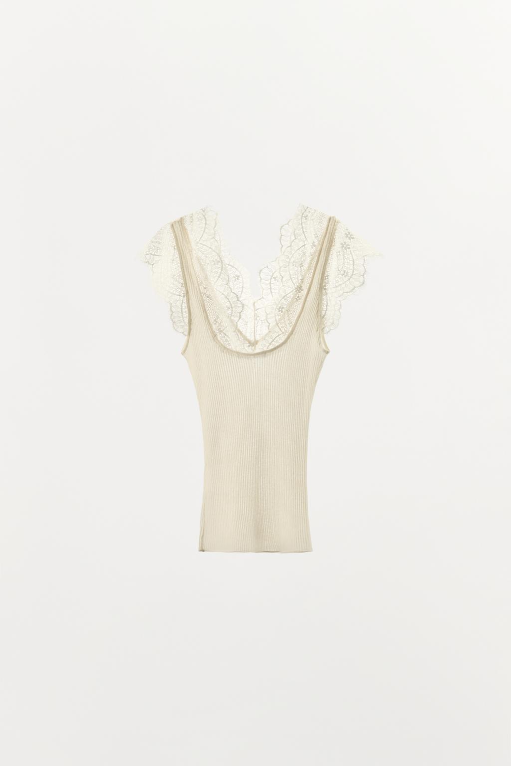 ТРИКОТАЖНЫЙ ТОП С КРУЖЕВОМ
