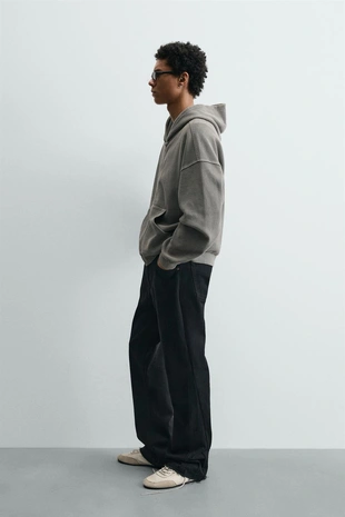 Худи вафельного плетения с эффектом потертости