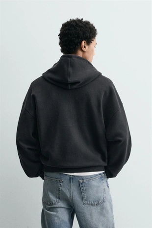 Худи вафельного плетения с эффектом потертости