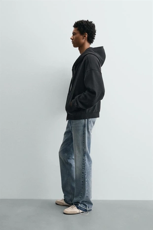 Худи вафельного плетения с эффектом потертости