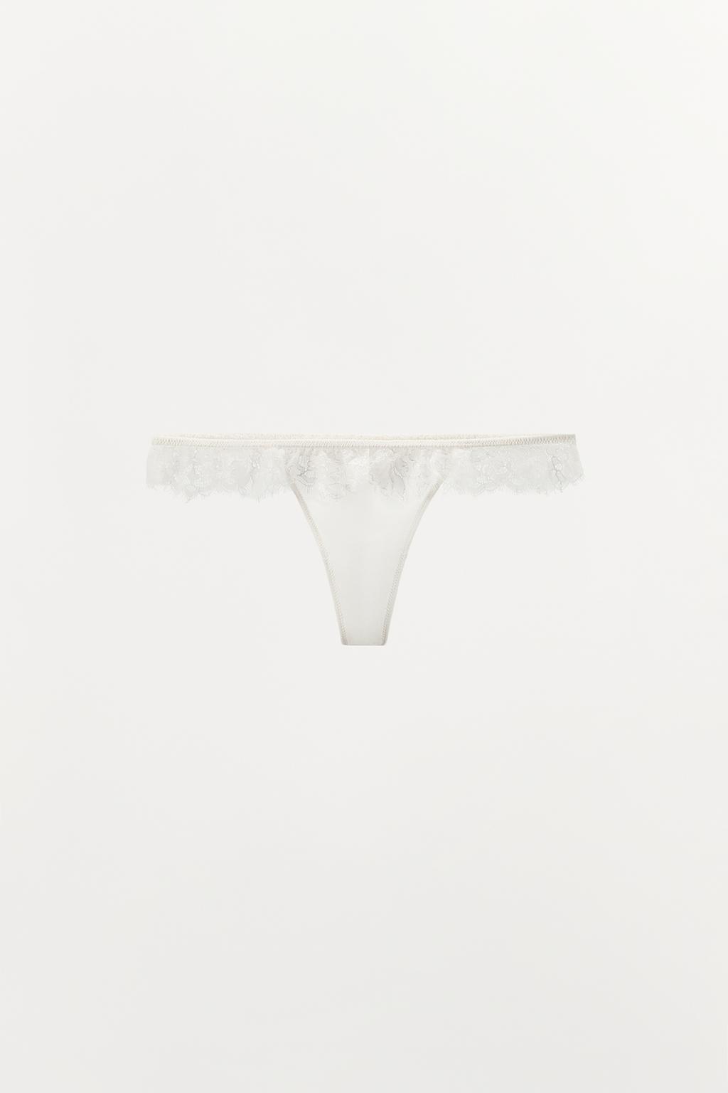 ШЕЛКОВЫЕ ТРУСЫ-ТАНГА С КРУЖЕВОМ