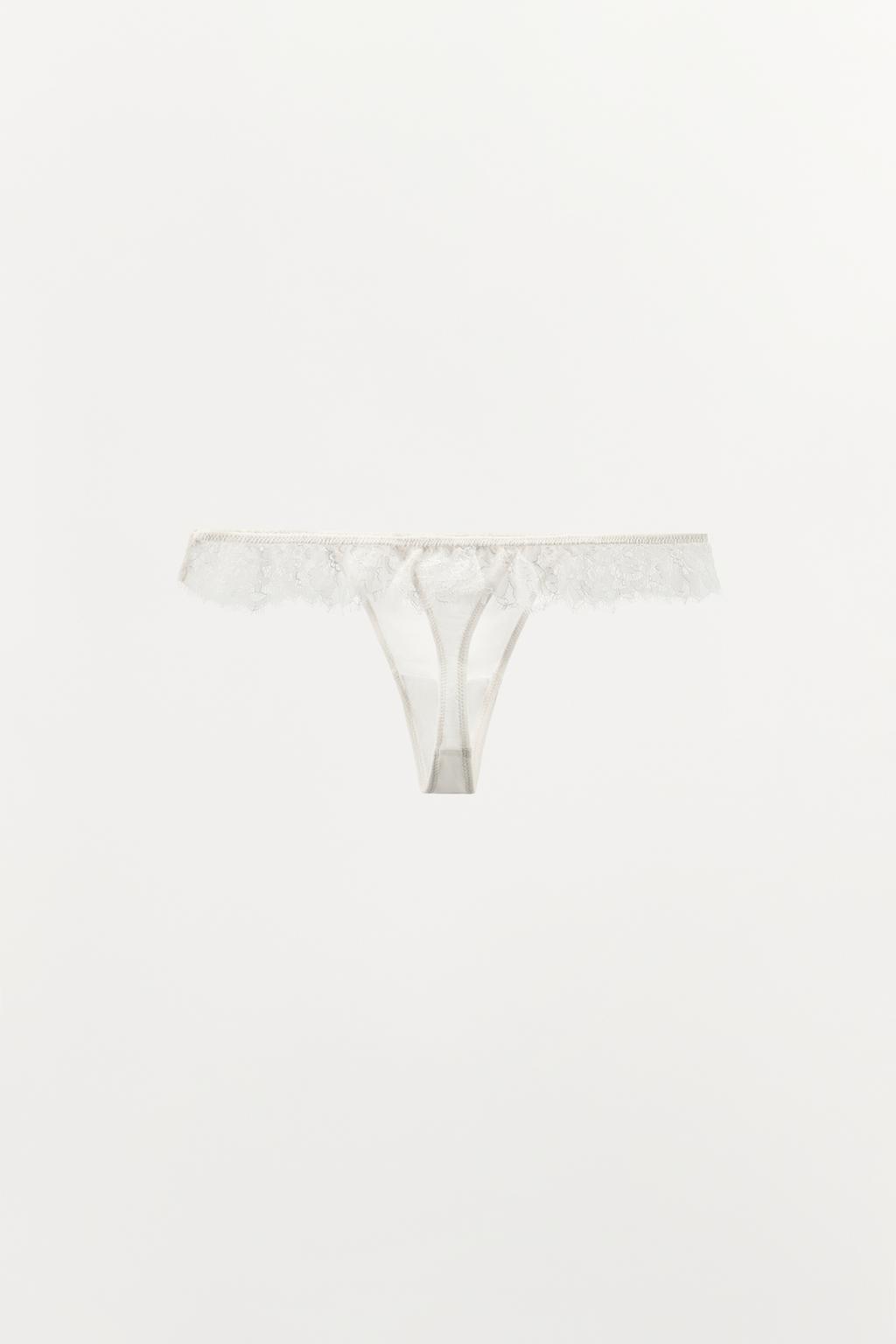 ШЕЛКОВЫЕ ТРУСЫ-ТАНГА С КРУЖЕВОМ