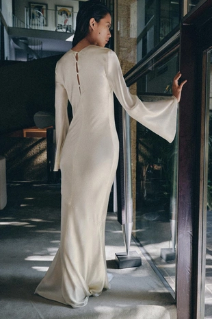 Платье из 100% шелка со сборками- Заказать в России